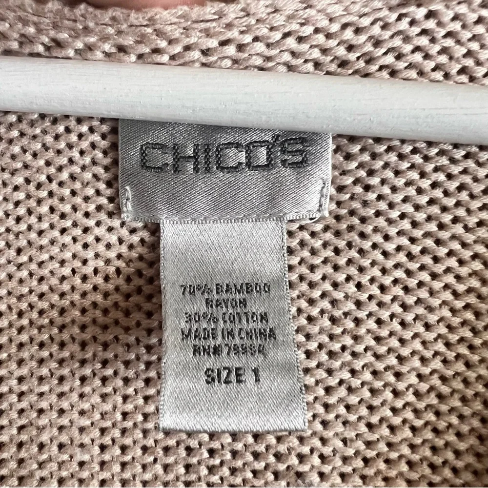 Chico’s One Button Oversized Beige Cardigan Sweater Size 1 or Medium